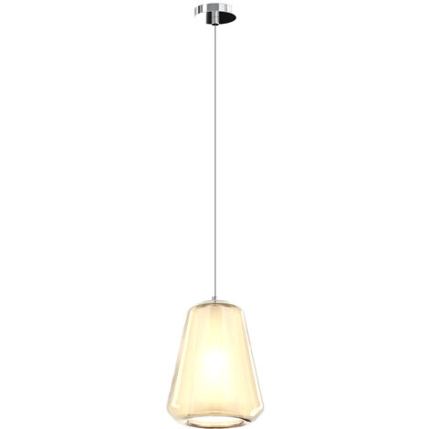 Sospensione Contemporanea Double Skin Gamma Metallo Cromo Vetro Ambra 1 Luce E27