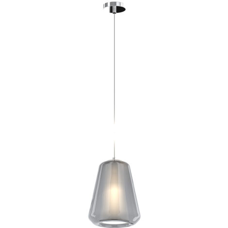 Sospensione Contemporanea Double Skin Gamma Metallo Cromo Vetro Fumè 1 Luce E27