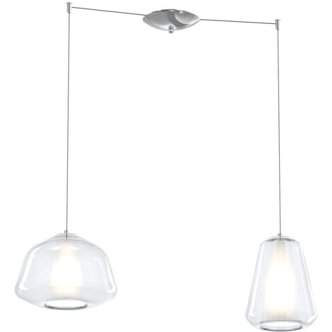 Sospensione Contemporanea Double Skin Metallo Cromo Vetro A-G Trasp 2 Luci E27