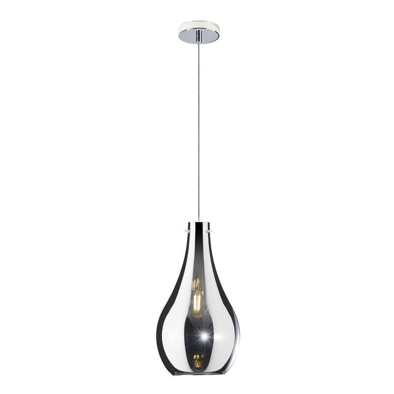 Image of Top-light - Sospensione Contemporanea Drop Metallo Cromo Vetro Cromo 1 Luce E14 D.17Cm - Cromo