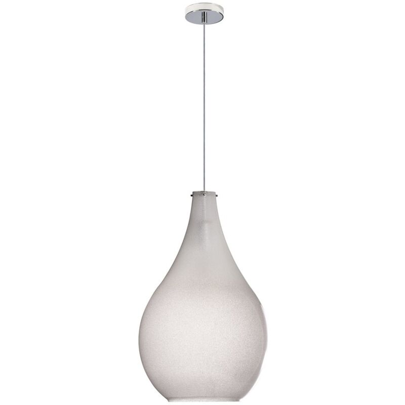 Image of Sospensione Contemporanea Drop Metallo Cromo Vetro Grigio 1 Luce E14 D.26Cm - Grigio