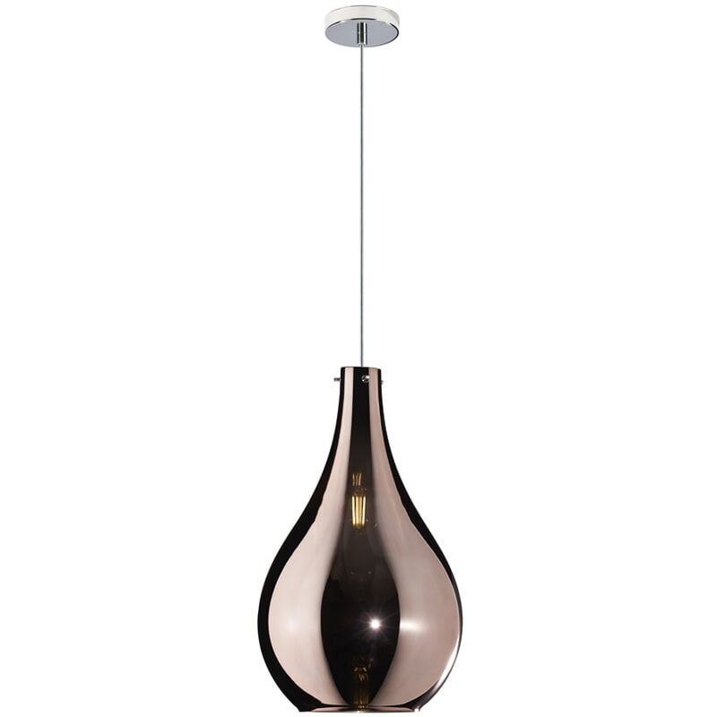 Image of Sospensione Contemporanea Drop Metallo Cromo Vetro Rame 1 Luce E14 D.22Cm - Rame