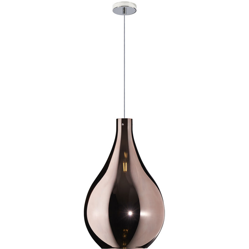 Image of Top-light - Sospensione Contemporanea Drop Metallo Cromo Vetro Rame 1 Luce E14 D.26Cm - Rame