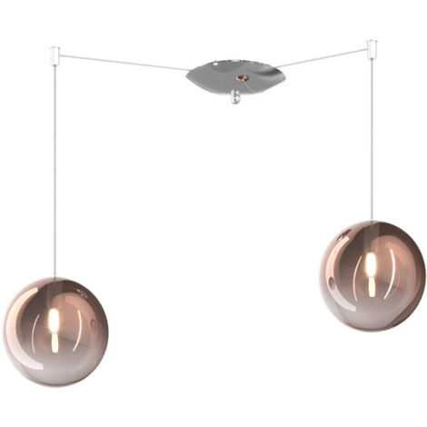 Sospensione Contemporanea Eclipse Metallo Cromo Vetro Rame 2 Luci G9
