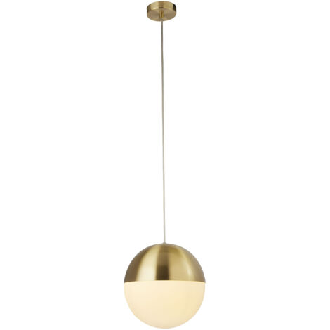 Sospensione Contemporanea Endor Acciaio Ottone Vetro Bianco 1 Luce E27