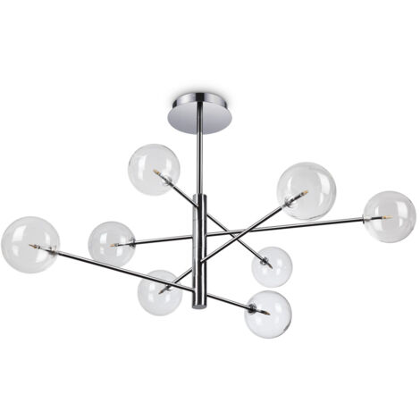 Sospensione Contemporanea Equinoxe Metallo Cromo 8 Luci 2W 3000K Luce Calda