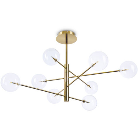 Sospensione Contemporanea Equinoxe Metallo Ottone 8 Luci 2W 3000K Luce Calda
