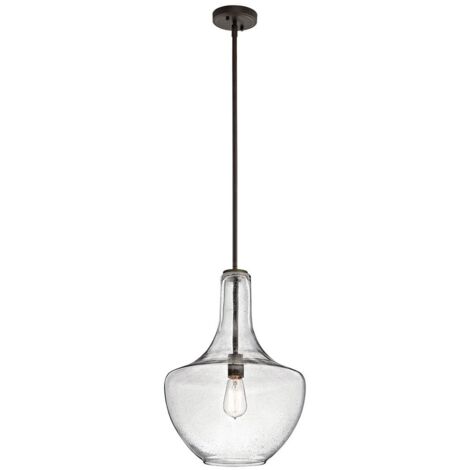 Sospensione Contemporanea Everly In Acciaio Bronzo Antico Vetro 1 Luce E27