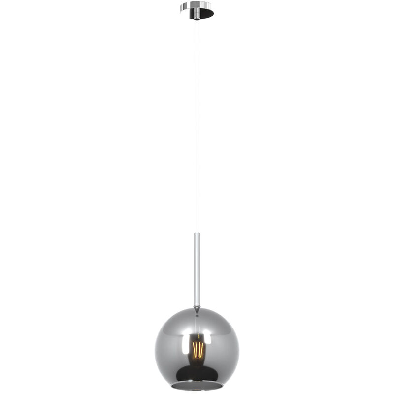 Image of Top-light - Sospensione Contemporanea Future Metallo Cromo Vetro Cromo 1 Luce E27 D.20Cm - Cromo