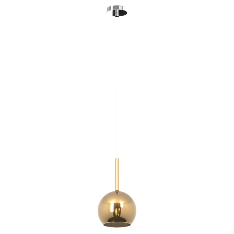 Image of Sospensione Contemporanea Future Metallo Cromo Vetro Oro 1 Luce E27 D.15Cm - Oro|Cromo