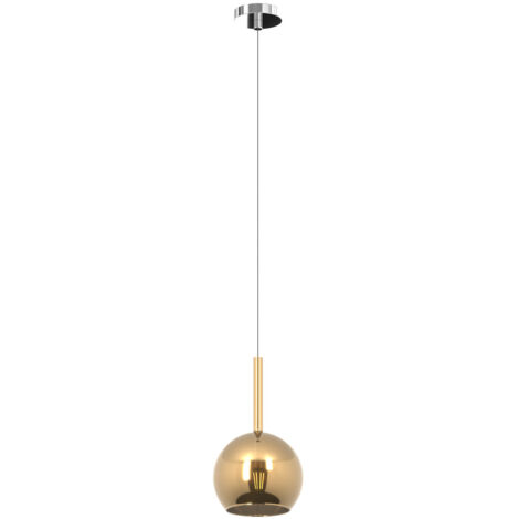 Sospensione Contemporanea Future Metallo Cromo Vetro Oro 1 Luce E27 D.15Cm