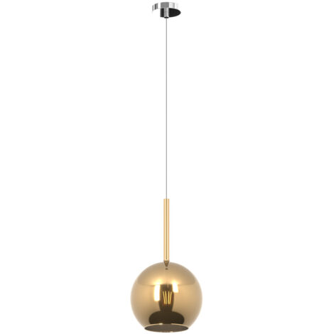 Sospensione Contemporanea Future Metallo Cromo Vetro Oro 1 Luce E27 D.20Cm