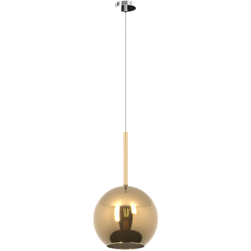 Image of Top-light - Sospensione Contemporanea Future Metallo Cromo Vetro Oro 1 Luce E27 D.25Cm - Oro