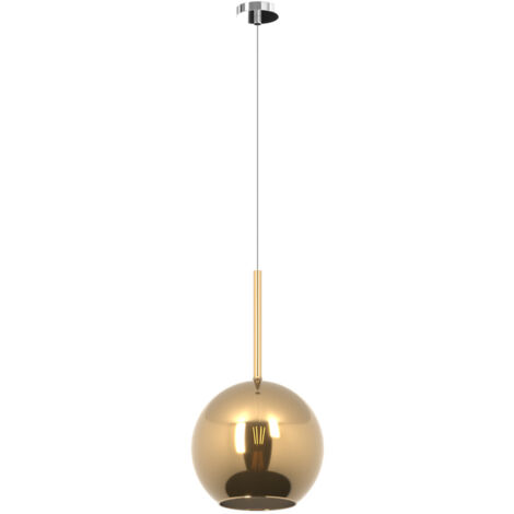 Sospensione Contemporanea Future Metallo Cromo Vetro Oro 1 Luce E27 D.25Cm
