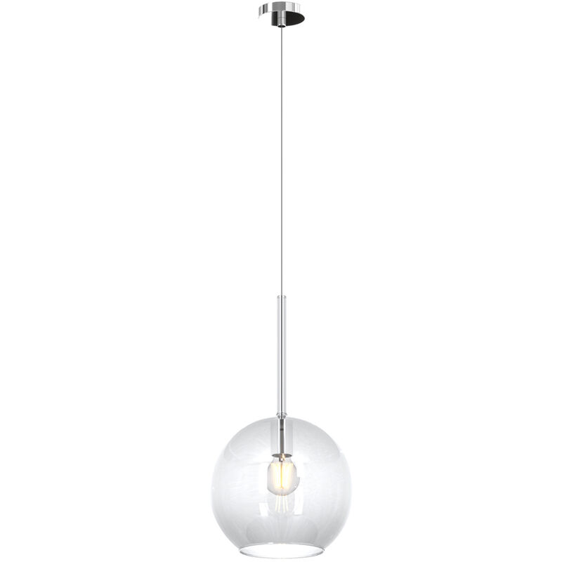 Image of Top-light - Sospensione Contemporanea Future Metallo Cromo Vetro Trasp. 1 Luce E27 D.25Cm - Trasparente