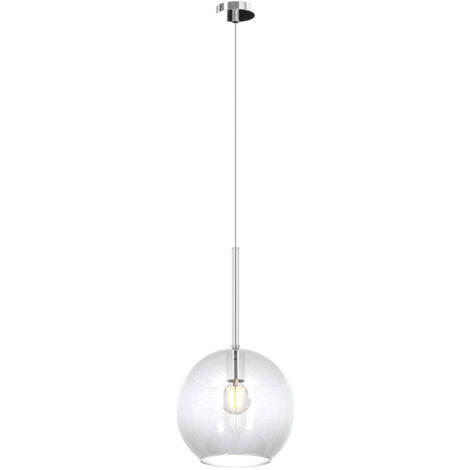 Sospensione Contemporanea Future Metallo Cromo Vetro Trasp. 1 Luce E27 D.25Cm