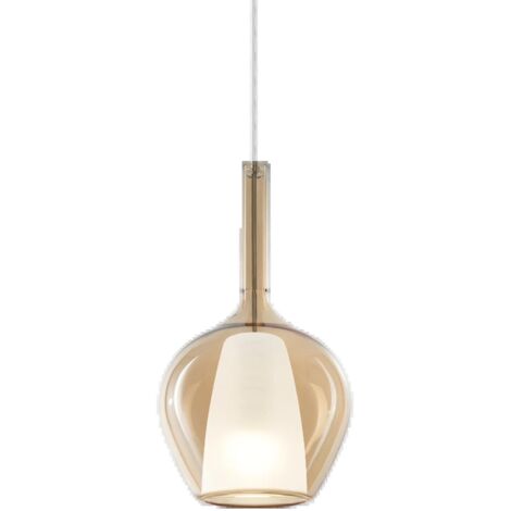 Sospensione Contemporanea Kalique Vetro Ambra Bianco E Cromo 1 Luce E27 H33Cm