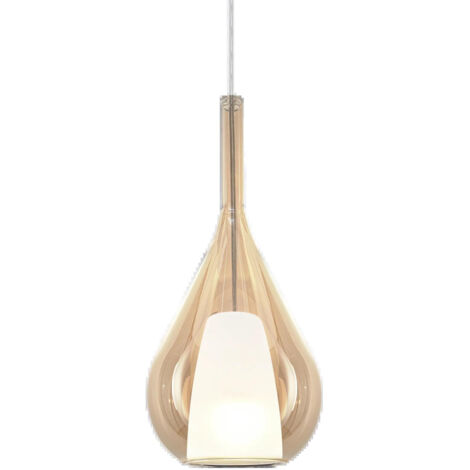 Sospensione Contemporanea Kalique Vetro Ambra Bianco E Cromo 1 Luce E27 H40Cm