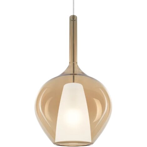 Sospensione Contemporanea Kalique Vetro Ambra Bianco E Cromo 1 Luce E27 H50Cm