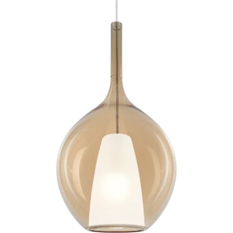 Sospensione Contemporanea Kalique Vetro Ambra Bianco E Cromo 1 Luce E27 H53Cm