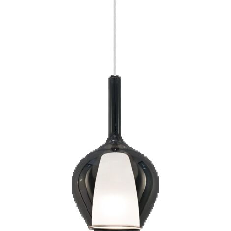 Sospensione Contemporanea Kalique Vetro Fumè Bianco E Cromo 1 Luce E27 H33Cm