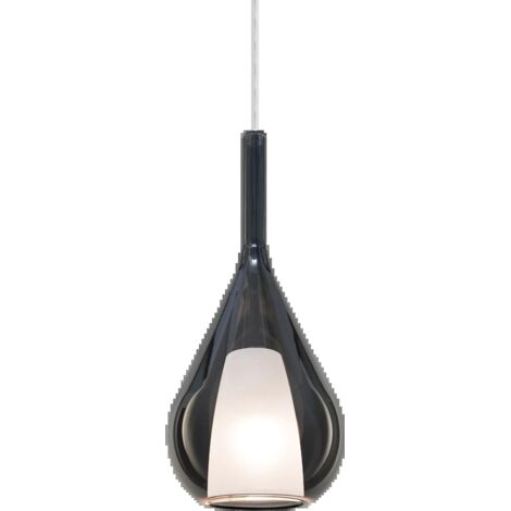Sospensione Contemporanea Kalique Vetro Fumè Bianco E Cromo 1 Luce E27 H40Cm