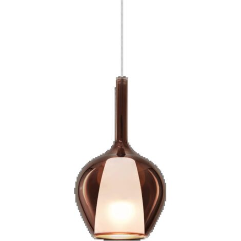 Sospensione Contemporanea Kalique Vetro Rame Bianco E Cromo 1 Luce E27 H33Cm