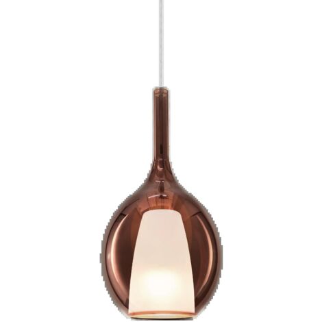Sospensione Contemporanea Kalique Vetro Rame Bianco E Cromo 1 Luce E27 H36Cm