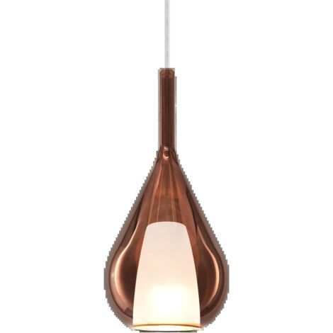Sospensione Contemporanea Kalique Vetro Rame Bianco E Cromo 1 Luce E27 H40Cm