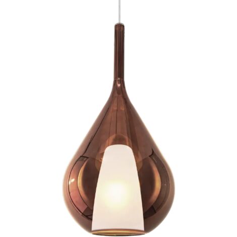 Sospensione Contemporanea Kalique Vetro Rame Bianco E Cromo 1 Luce E27 H59Cm