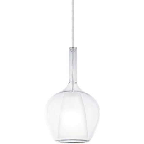 Sospensione Contemporanea Kalique Vetro Trasparente Bianco E Cromo E27 H33Cm