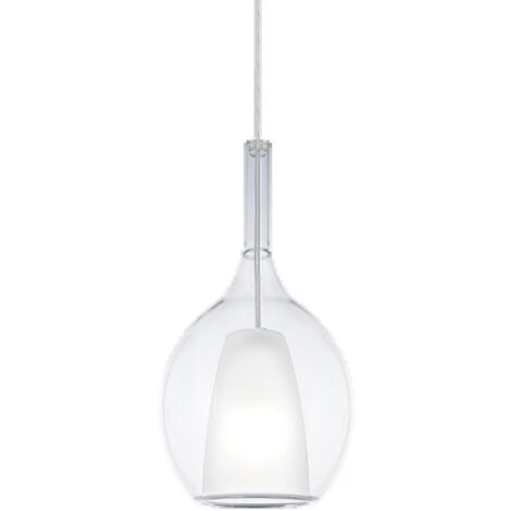 Sospensione Contemporanea Kalique Vetro Trasparente Bianco E Cromo E27 H36Cm