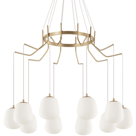 Sospensione Contemporanea Karousel Metallo Ottone 10 Luci G9 3W 3000K Luce Calda
