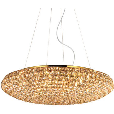 Sospensione Contemporanea King Metallo-Cristallo Oro 12 Luci G9 3W 3000K