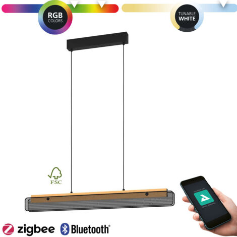 Sospensione Contemporanea Kokomo-Z Metallo Nero Legno 1 Luce Led 34W