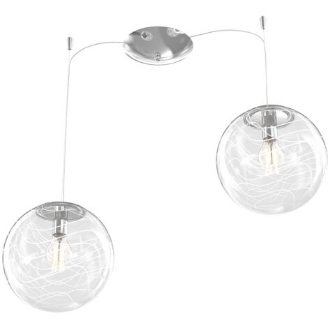 Sospensione Contemporanea Moon Metallo Cromo Vetro Bianco 2 Luci E27 D.30Cm