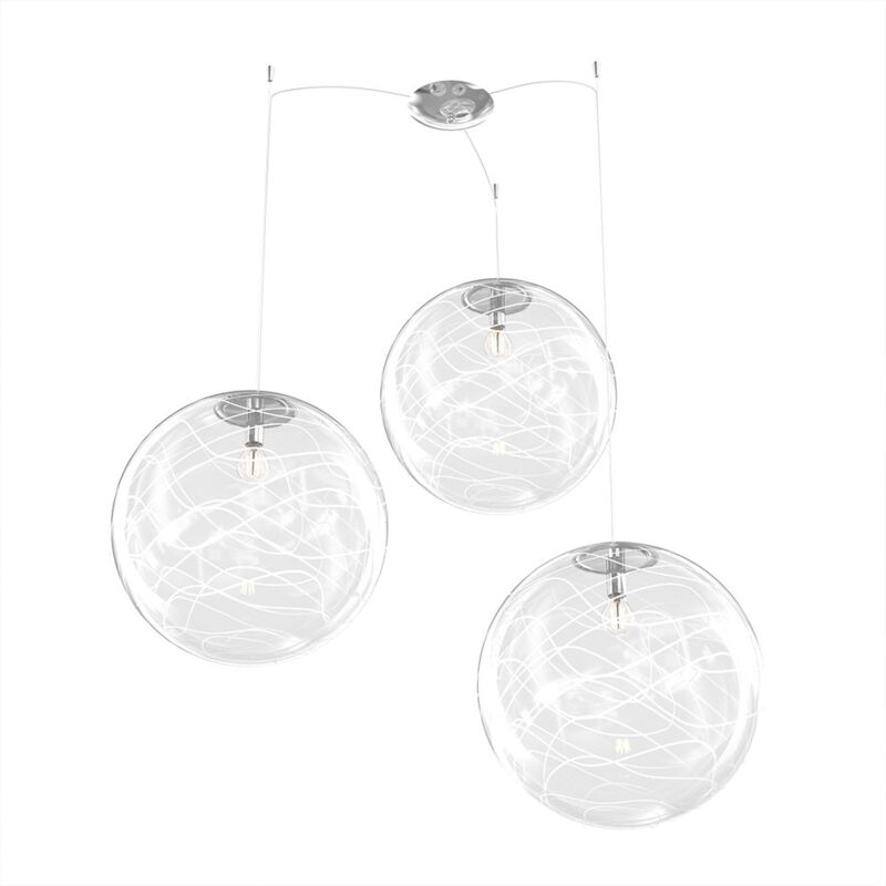 Sospensione Contemporanea Moon Metallo Cromo Vetro...