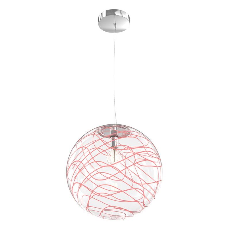 Sospensione Contemporanea Moon Metallo Cromo Vetro...