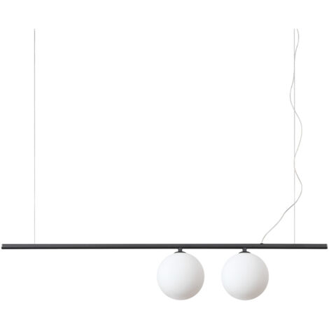 Sospensione Contemporanea Perline Metallo Nero 2 Luci G9 3W 3000K Luce Calda