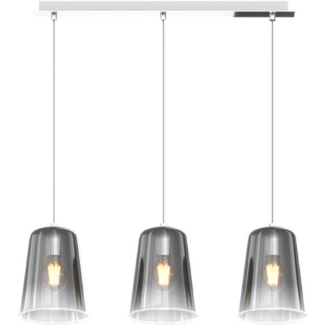 Sospensione Contemporanea Rett. Shaded Metallo E Vetro Cromo 3 Luci E27