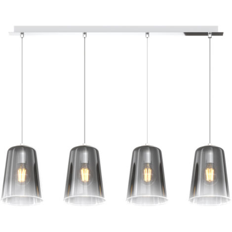 Sospensione Contemporanea Rett. Shaded Metallo E Vetro Cromo 4 Luci E27