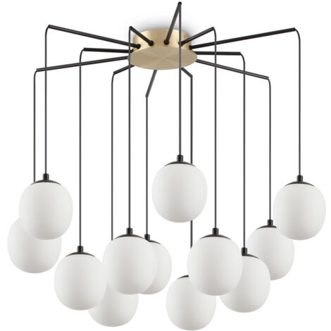 Sospensione Contemporanea Rhapsody Metallo Nero 12 Luci G9 3W 3000K Luce Calda