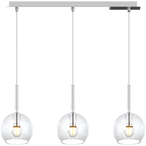 Sospensione Contemporanea Rosone Rett. Future Met. Cromo Vetro Trasp. 3 Luci E27