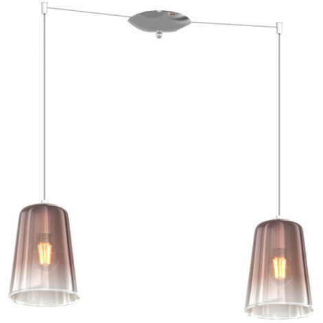 Sospensione Contemporanea Shaded Metallo Cromo Vetro Rame 2 Luci E27