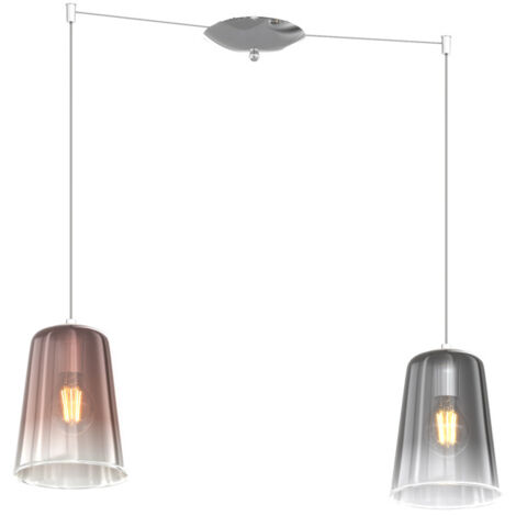 Sospensione Contemporanea Shaded Metallo Cromo Vetro Rame E Cromo 2 Luci E27