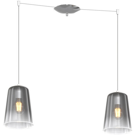 Sospensione Contemporanea Shaded Metallo E Vetro Cromo 2 Luci E27