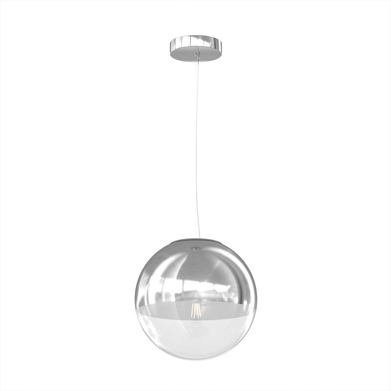 Image of Sospensione Contemporanea Target Metallo Cromo Vetro Cromo Trasp 1 Luce E27 25Cm - Cromo e Trasparente