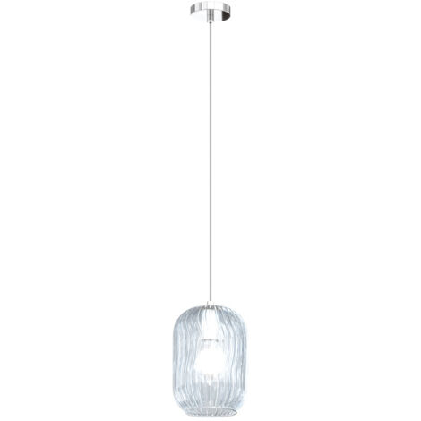 Sospensione Contemporanea Tender Metallo Cromo Vetro Blu 1 Luce E27