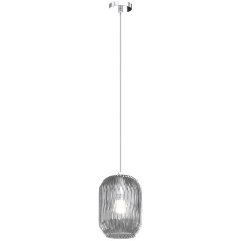 Sospensione Contemporanea Tender Metallo Cromo Vetro Fumè 1 Luce E27