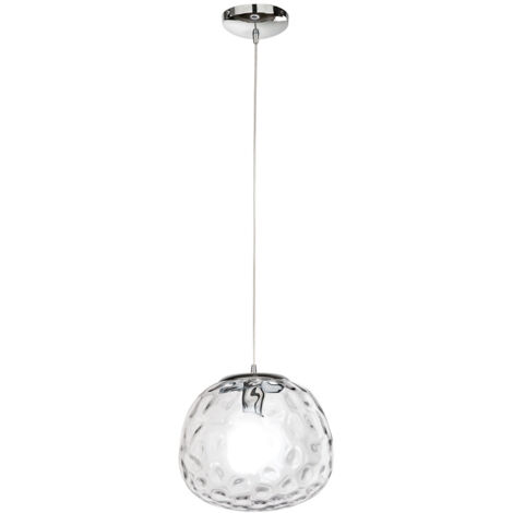Sospensione Contemporanea Ufo Metallo Cromo Vetro Trasparente 1 Luce E27 D30